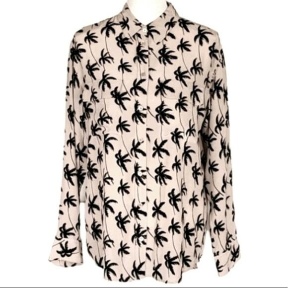 Equipment femme silk button down palm trees mauve size small - Picture 1 of 8